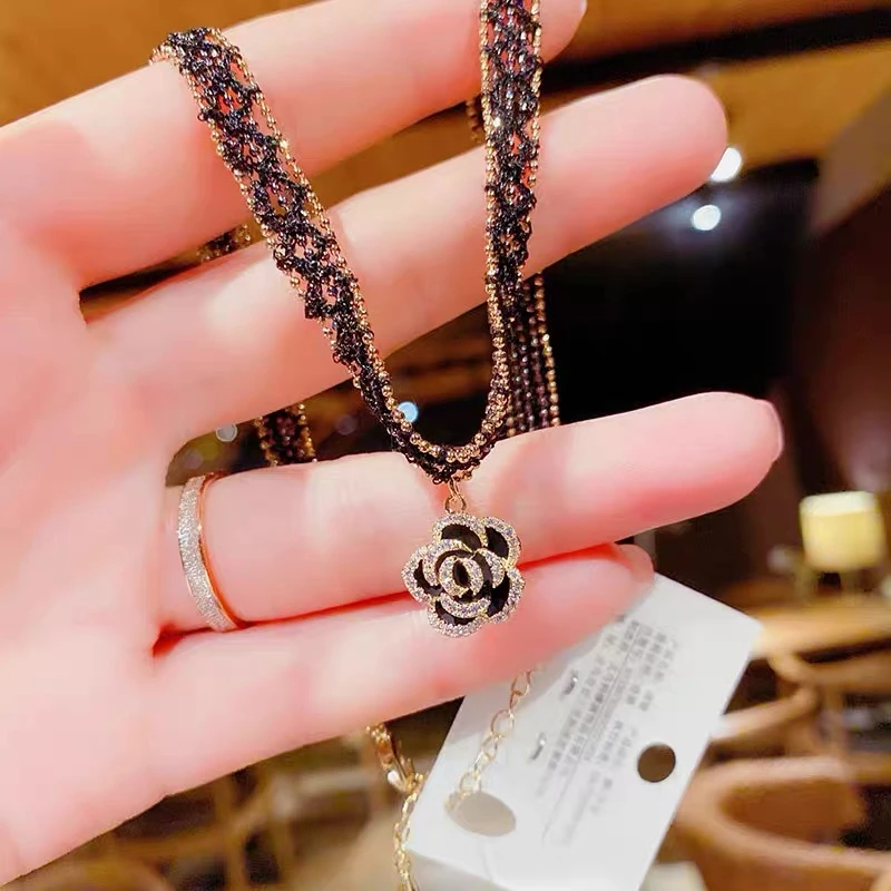 铜合金项链 精品脖子颈链锁骨链黑色遮疤痕高级感新款项链女网红