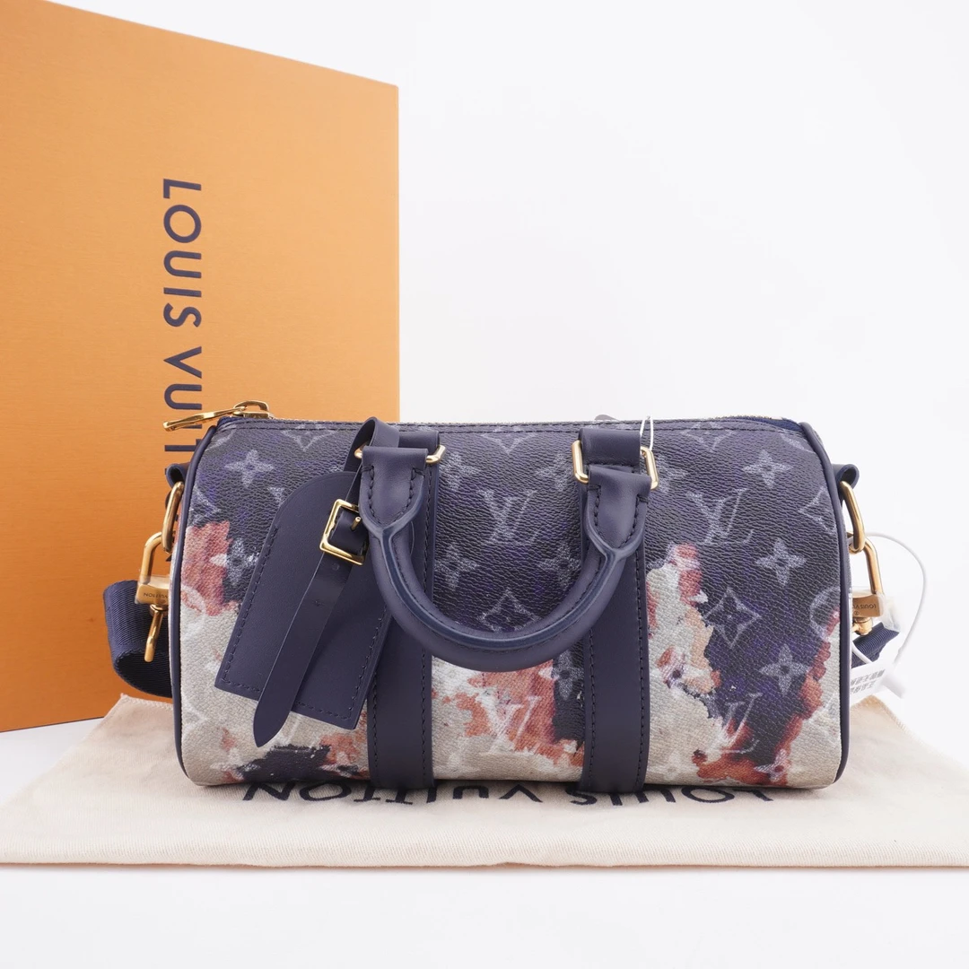 全新未使用  闲置LV Keepall25 芯片火烧云斜挎包25/14/11 F074