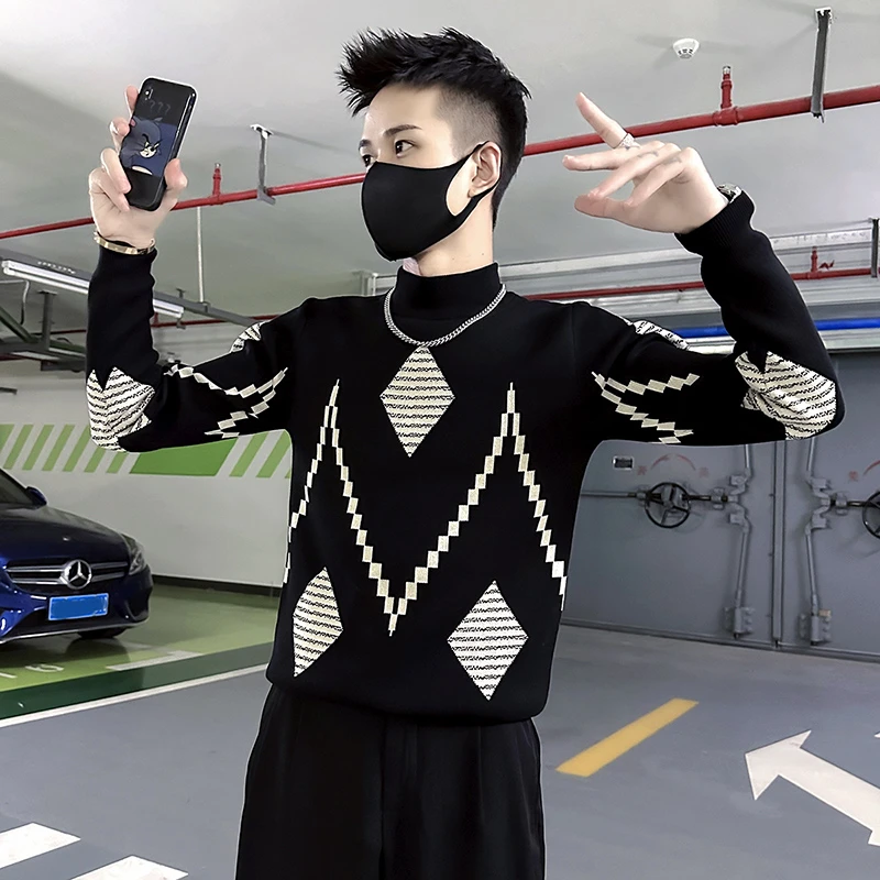 男款毛衣半高领打底衫长袖内搭秋冬季线衣2024新款爆款潮流针织衫