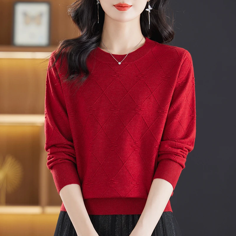 2025春季新款低圆领打底针织衫套头衫单穿时尚内搭洋气百搭女款