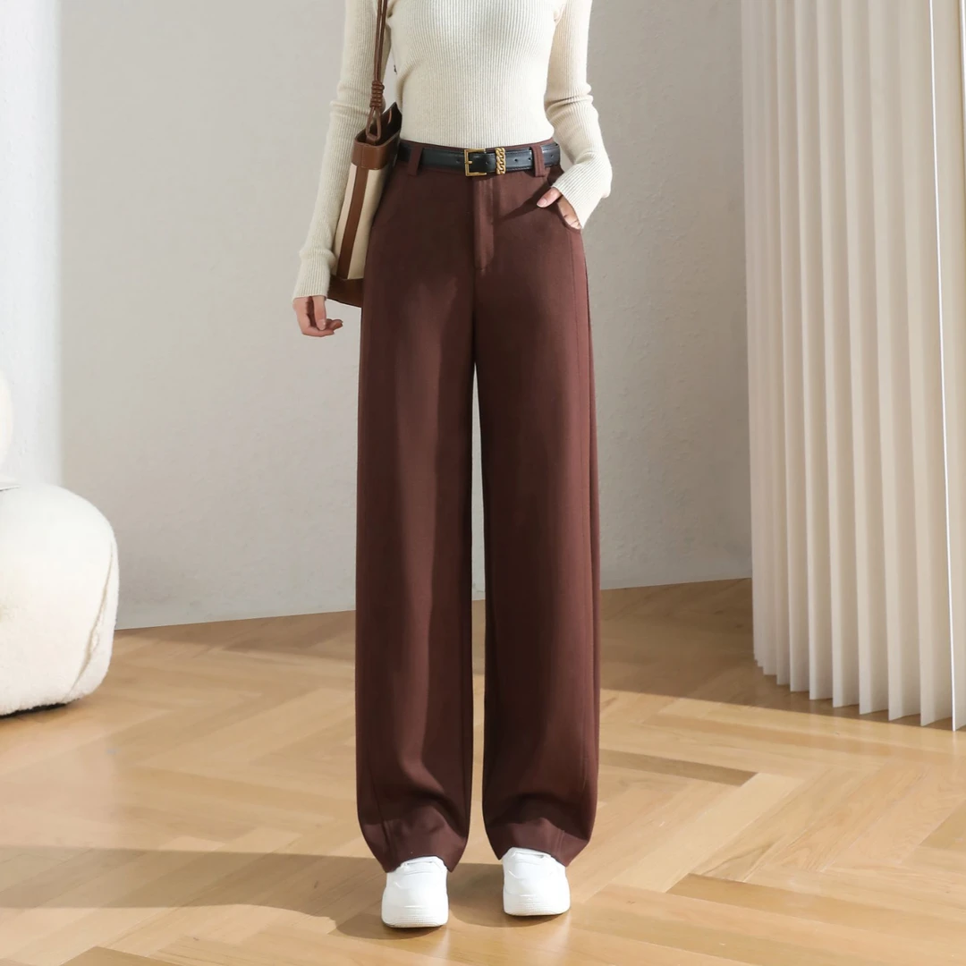 秋季新款女士高腰垂感直筒裤时尚休闲百搭气质纯色简约宽松香蕉裤