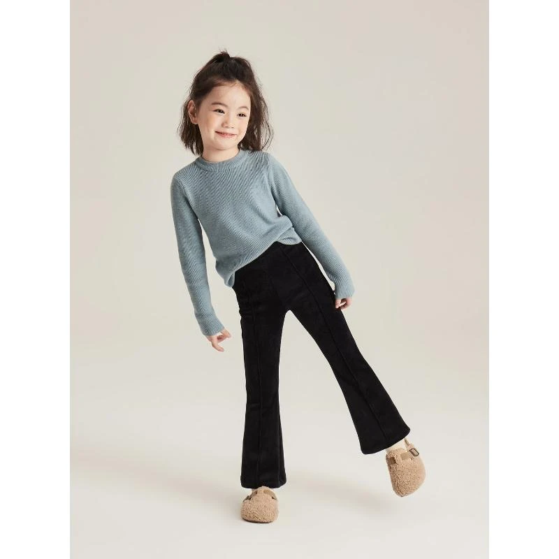 女童裤子秋冬装2023新款儿童韩版休闲裤中大童百搭加绒喇叭裤外穿