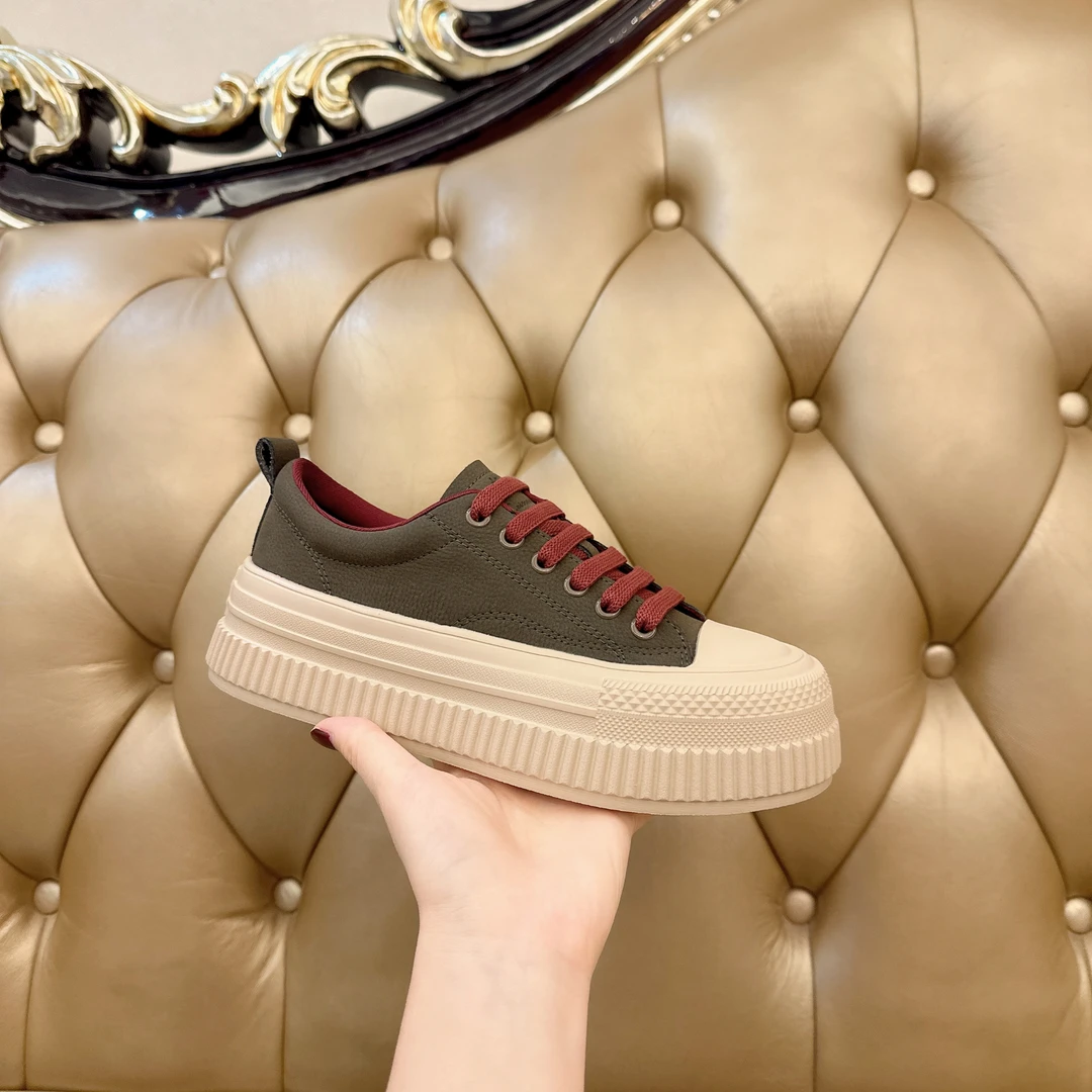 三代饼干【美拉德】秋冬休闲软底运动厚底小白鞋系带低帮百搭