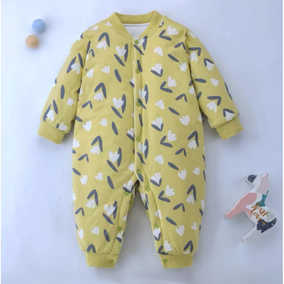 *贝适婴薄棉嫩绿夹棉连体小饼干保暖早春外出服拜年服居家服