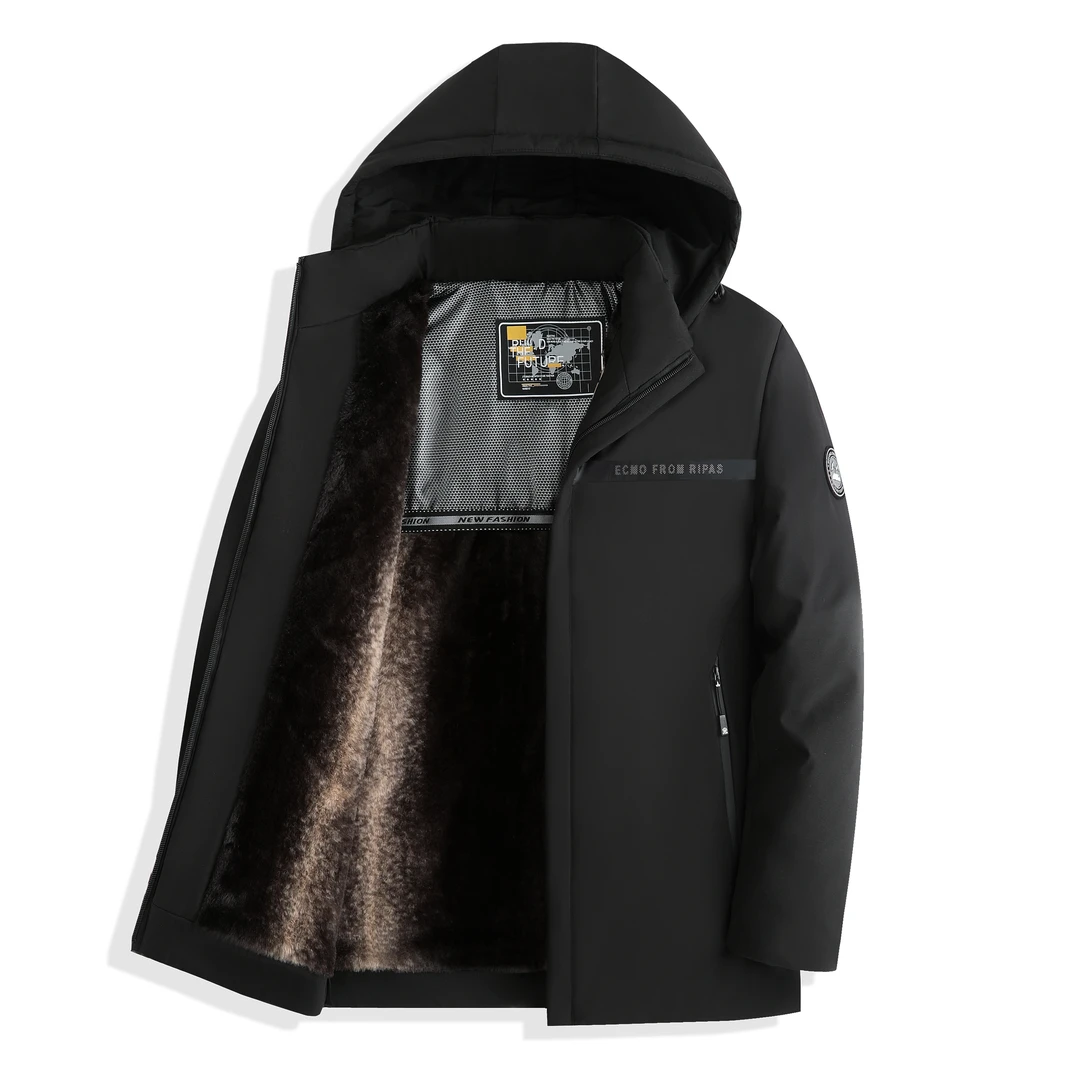 【加绒加厚】男士新款冬季加绒加厚连帽休闲百搭保暖棉服外套