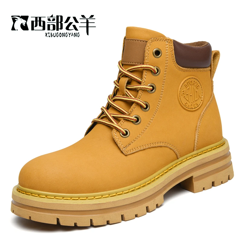 35-48马丁靴男高帮工装靴潮流头层牛皮新款情侣鞋英伦大黄靴20706