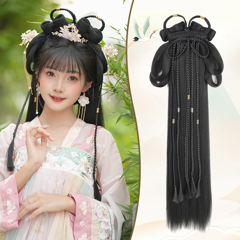 汉服头饰女一体式懒人发箍半头套古风明制日常假发包盘发古装发饰