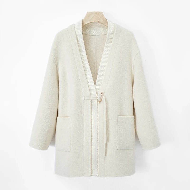 【正念】气质休闲女士双面休闲中长款纯色大衣外套气质百搭88193