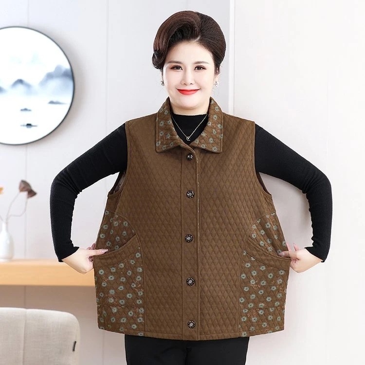 秋冬新款加肥加大宽松舒适的妈妈拼色马甲能穿到260斤！