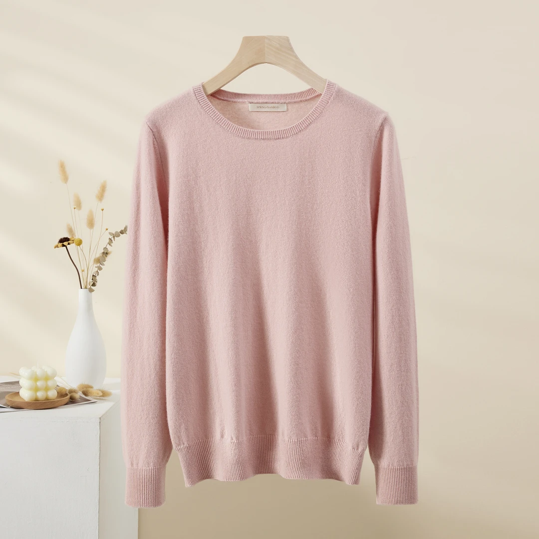 春竹25秋冬新款时尚打底保暖毛衣纯色针织衫慵懒风女士100%羊绒衫