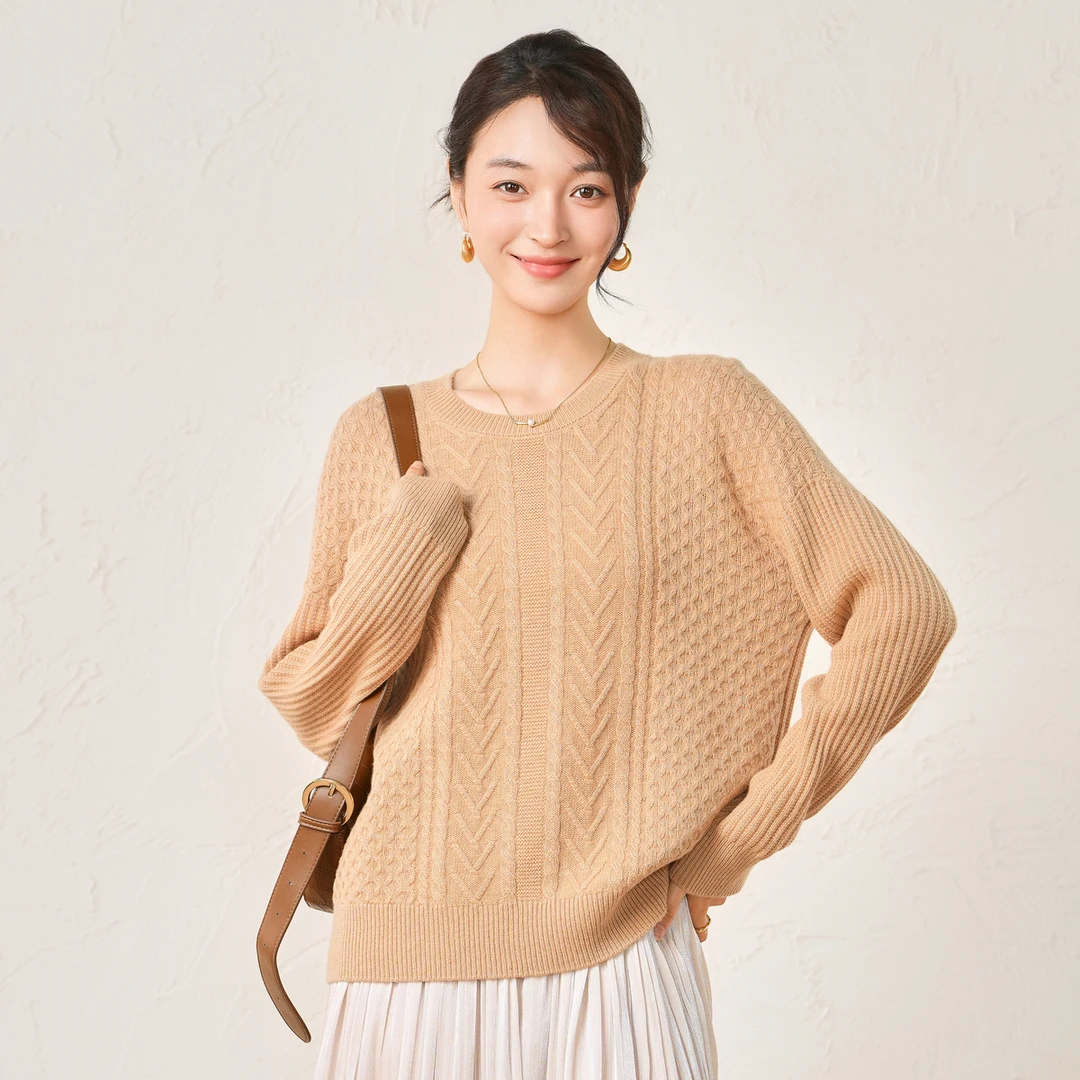 春竹品牌25秋冬一线成衣时尚宽松显瘦长袖针织慵懒风女士羊毛衫