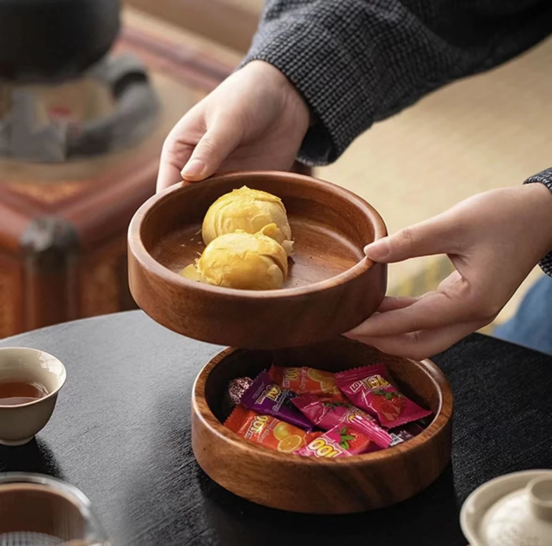 【宠粉福利】南美胡桃木干果盒家用圆钵托盘零食水果盘木头碗点心盘