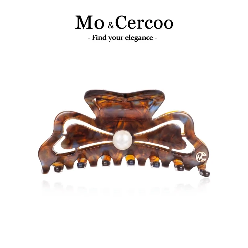 合金发饰 Mo&Cercoo醋酸蝴蝶结抓夹鲨鱼夹镂空发夹高级感盘发头饰