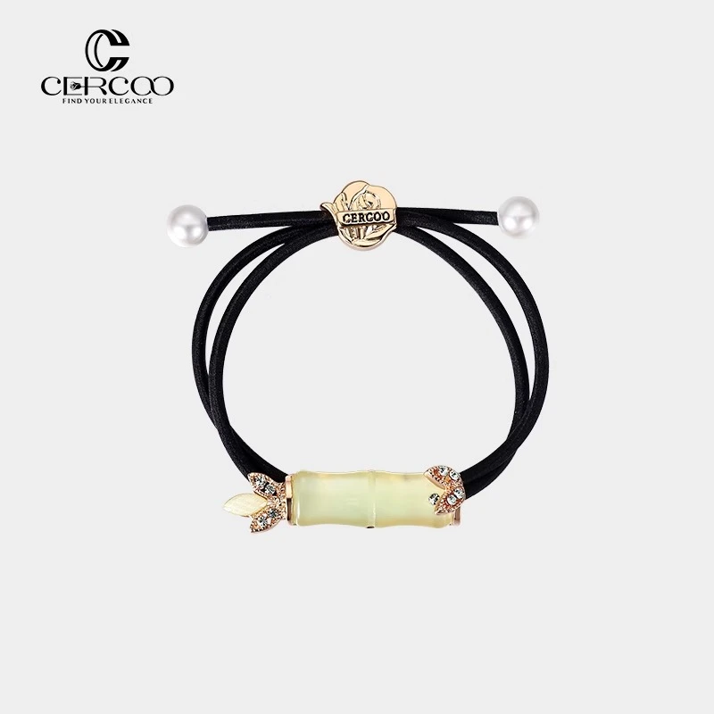 Cercoo/奢蔻竹吟系列手工微镶盘发珠宝感发圈扎马尾发绳发饰皮筋