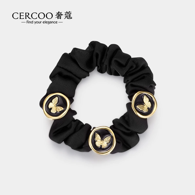 Cercoo/奢蔻蝶衣图腾蝴蝶ins马尾发绳盘发气质大肠发圈皮筋发饰