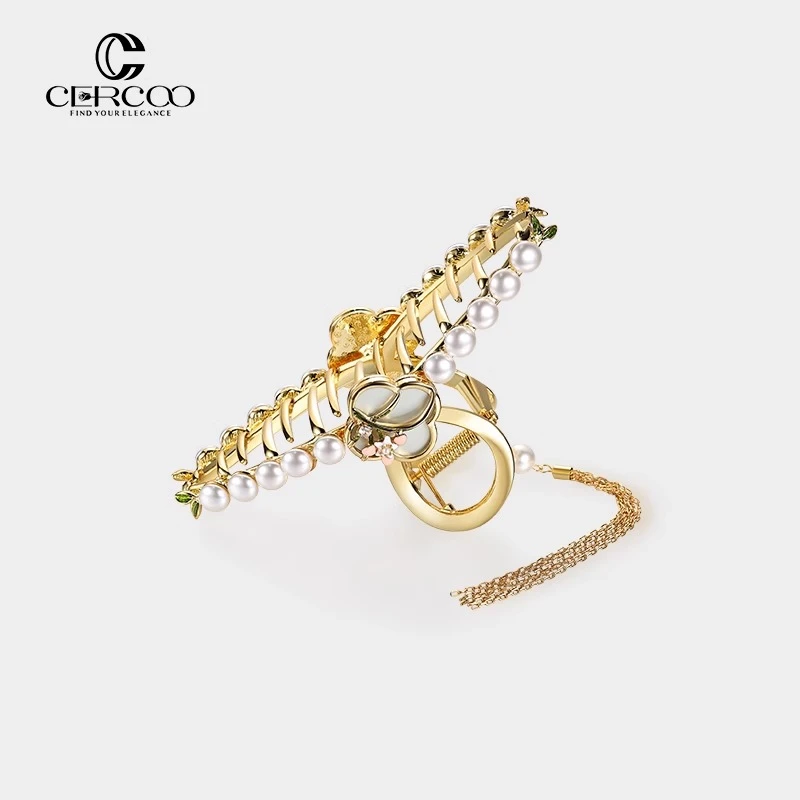 Cercoo/奢蔻玉棠园滴油抓夹发夹发卡后脑勺新中式国风鲨鱼夹流苏