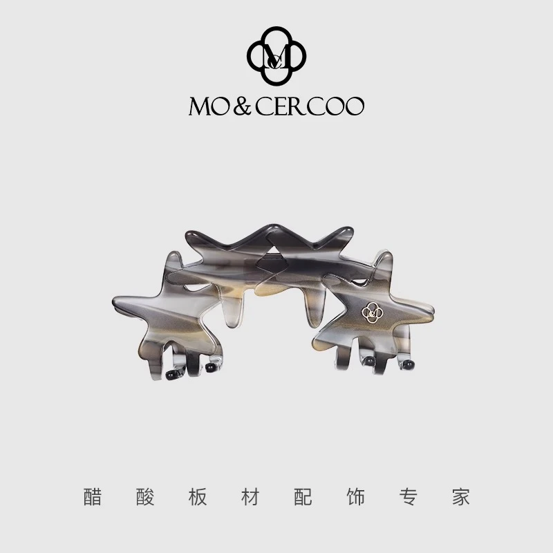 Mo&Cercoo弧形星星后脑勺半扎发夹子醋酸抓夹小发抓女鲨鱼夹发饰