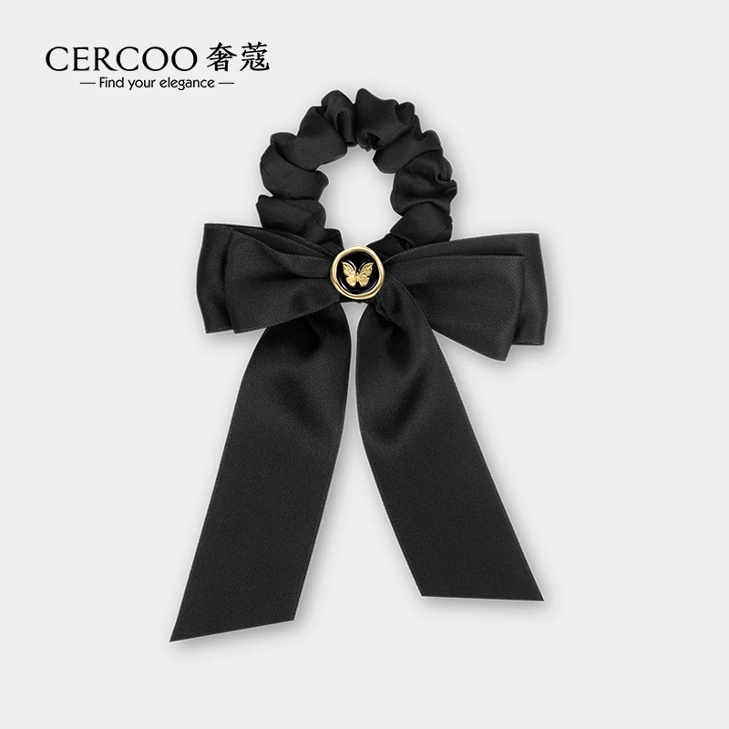 Cercoo/奢蔻蝶衣图腾手工滴油工艺飘带大肠盘发发圈马尾发绳发带