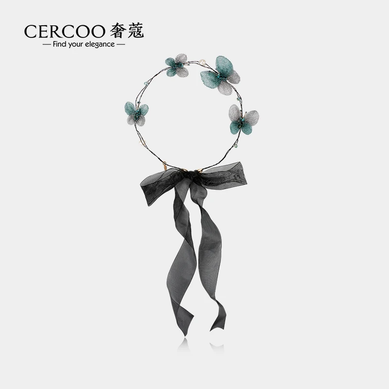 Cercoo/奢蔻梅里安梦蝶系列丝巾发带发箍编发超仙复古法式飘带