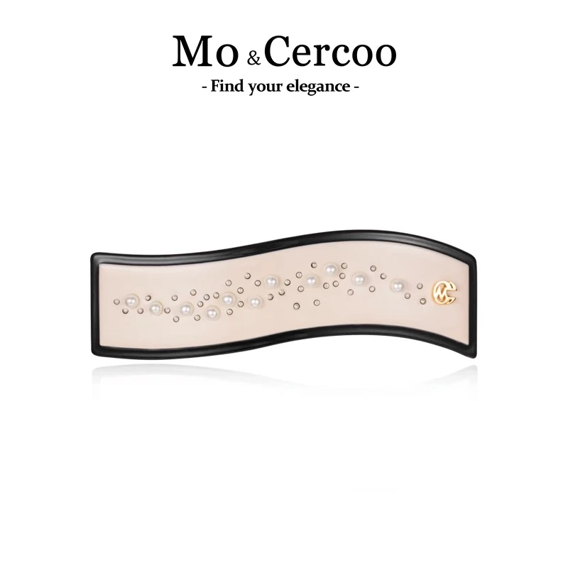MoCercoo醋酸法式波浪发夹后脑勺盘发发卡一字夹头饰高端刘海夹