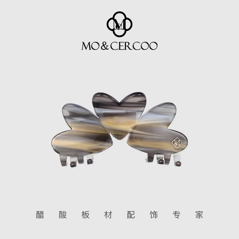 Mo&Cercoo弧形爱心醋酸发夹后脑勺半扎发头饰发抓法式抓夹氛围感