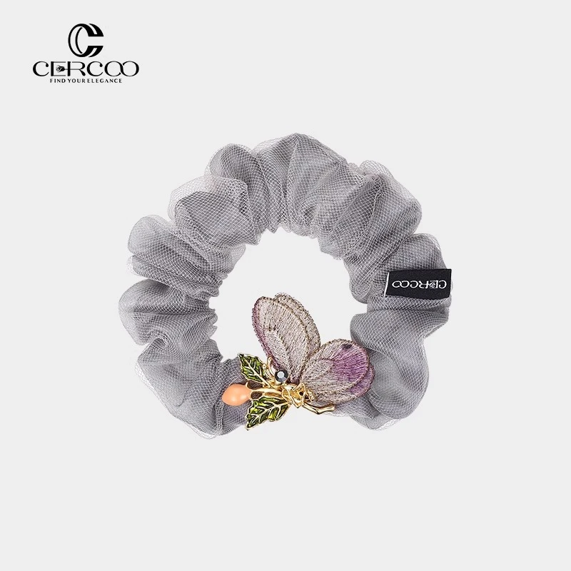 Cercoo/奢蔻异域蝴蝶卷网纱马尾大肠发圈盘发头饰头花发饰高级感