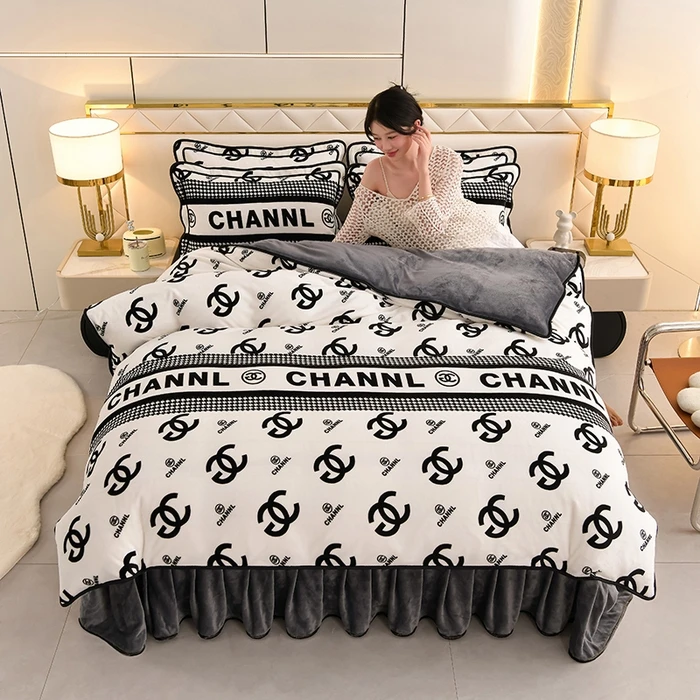 2024款加厚加密8-9斤牛奶绒四件套床裙款套件宝宝绒婴儿绒加绒