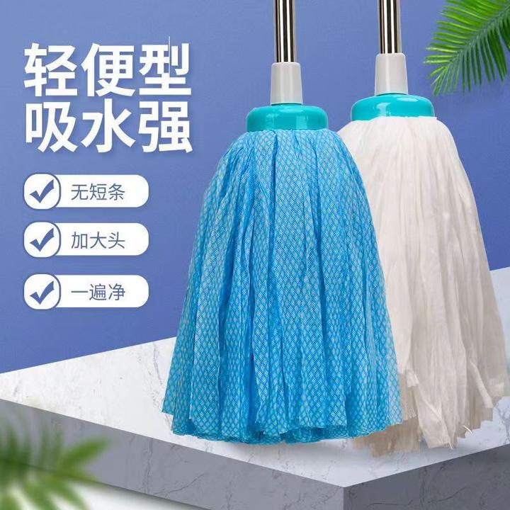 无纺布圆头吸水拖把墩布拖布地拖老式水拖家用轻便手拧水墩布头