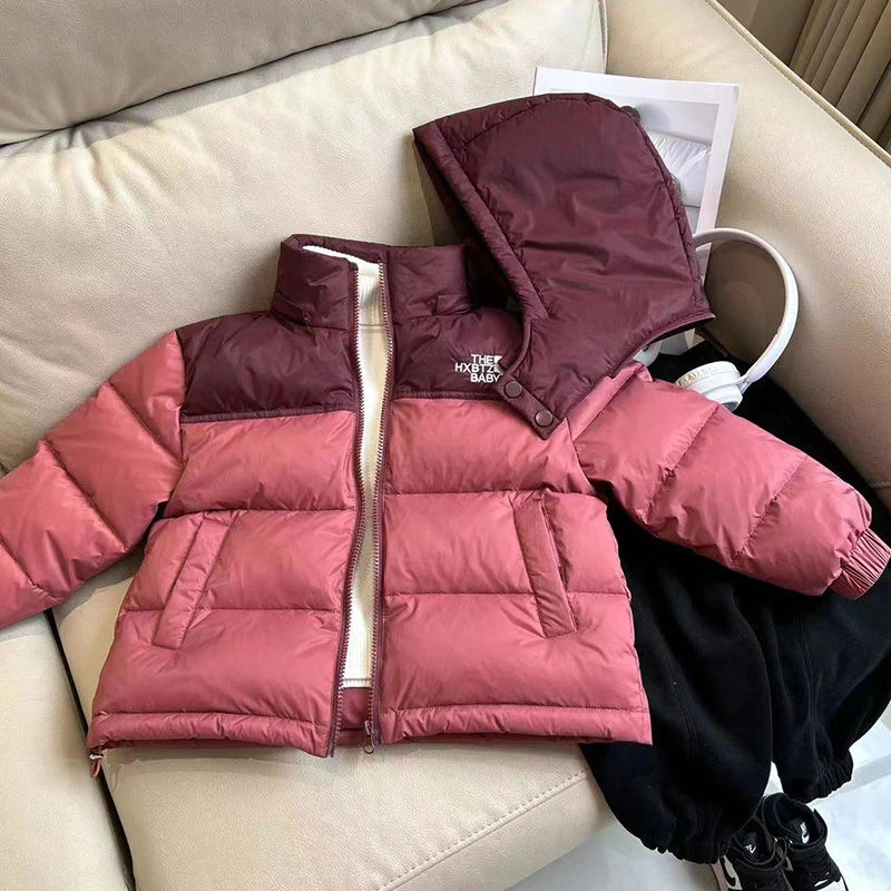 巴拉拉吧新款儿童羽绒服拼色连帽加厚中小男女童装羽绒服冬季外套
