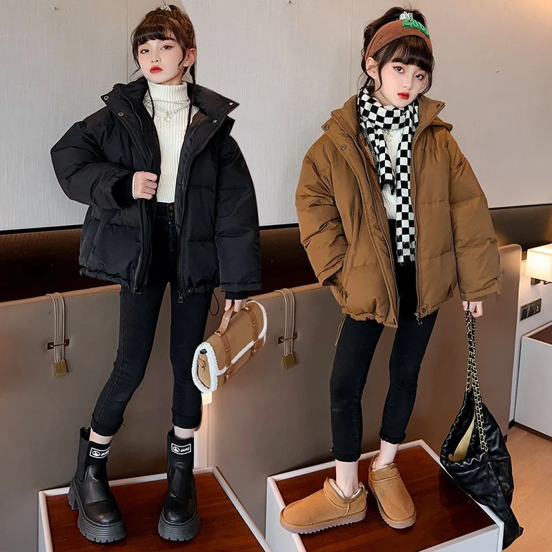 巴拉拉吧女童羽绒服冬季2023新款网红女中大童洋气短款白鸭绒宽松