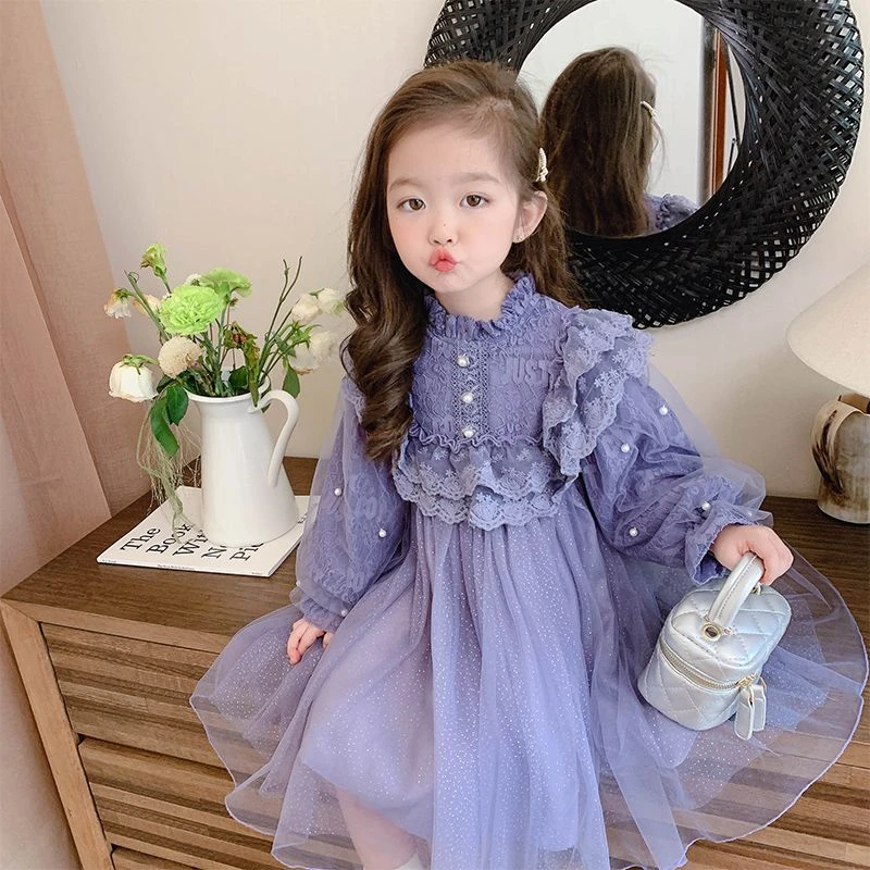巴拉拉吧女童连衣裙春秋加绒公主裙子小女孩网红超仙蓬蓬裙宝宝礼
