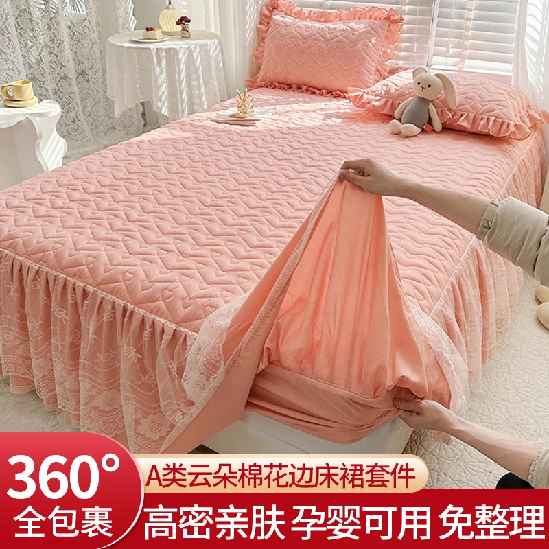 品牌夹棉床笠罩席梦思垫褥子保护套带裙边防滑全包床单件2025新款