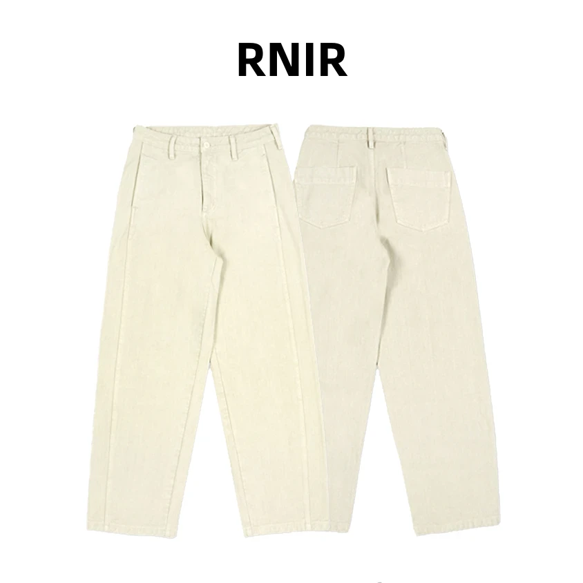 【高腰遮跨牛仔裤】HT23KZ004舒适时尚休闲宽松简约纯色百搭牛仔裤