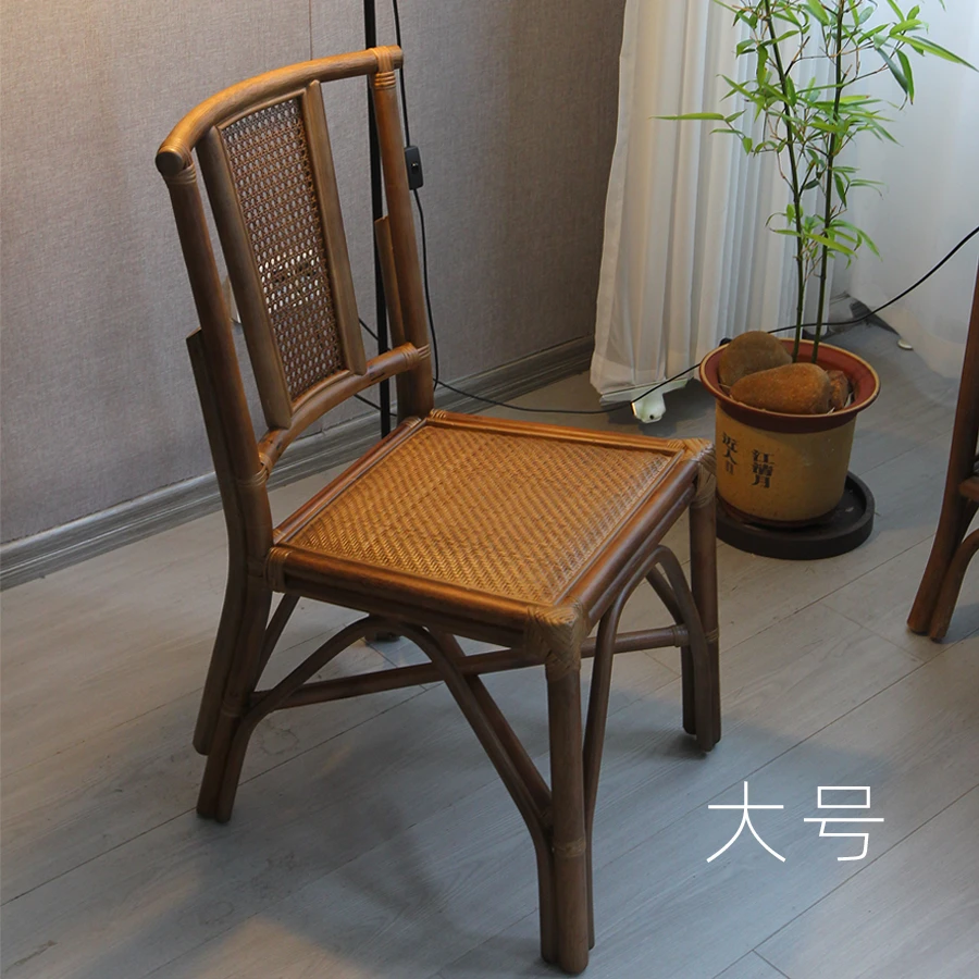 天然藤编煮茶椅户外庭院阳台中式复古休闲餐椅茶室单人靠背椅子