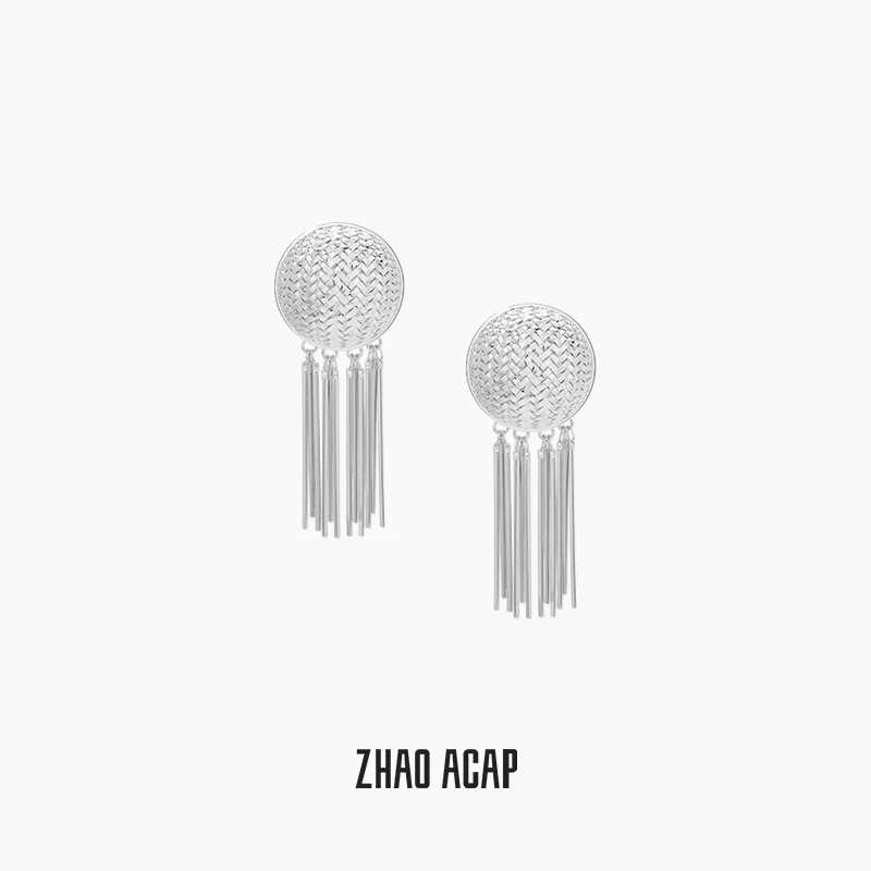 ZHAO ACAP 铜合金耳饰 原创设计竹编流苏耳环