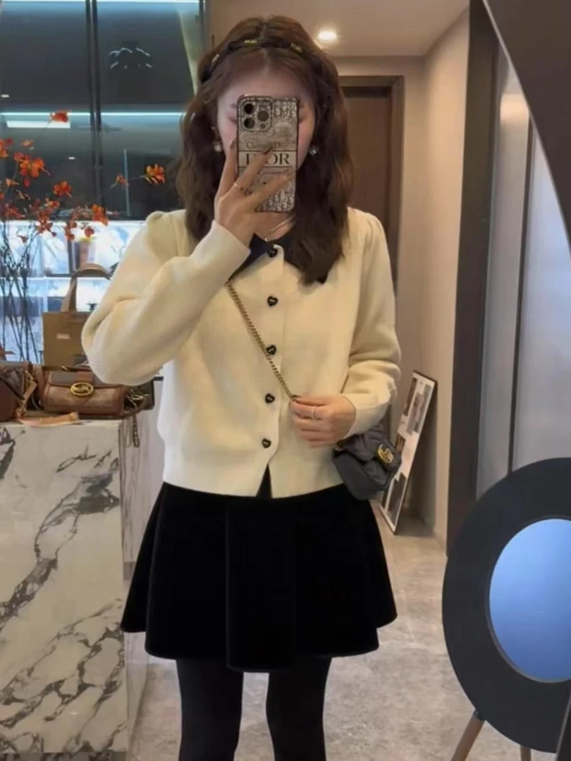 秋冬小香风短款针织开衫外套毛衣女款2024新款冬季外穿针织衫上衣