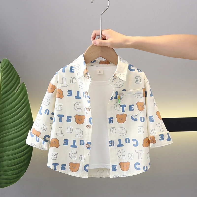 男童秋季纯棉衬衫男宝宝春秋款长袖衬衣婴幼儿儿童秋装小童帅气