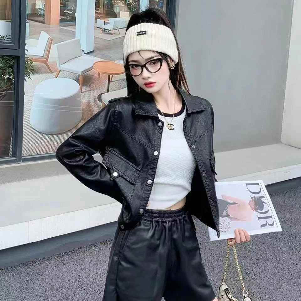 （春款）时尚工装休闲显瘦皮衣