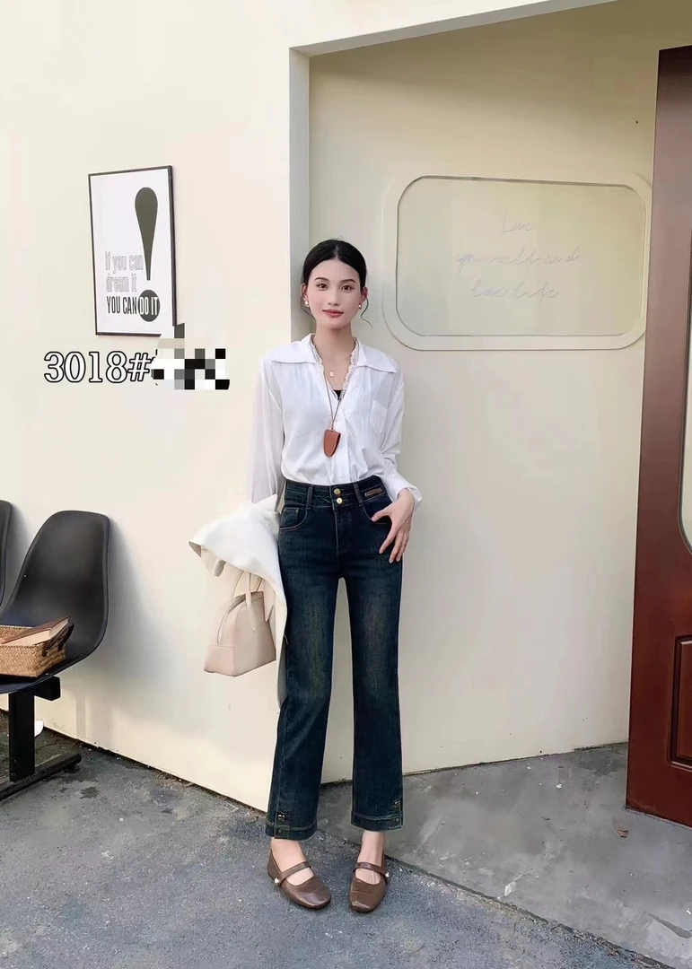 （复古蓝烟管裤）小个子入～显瘦不压个子牛仔裤