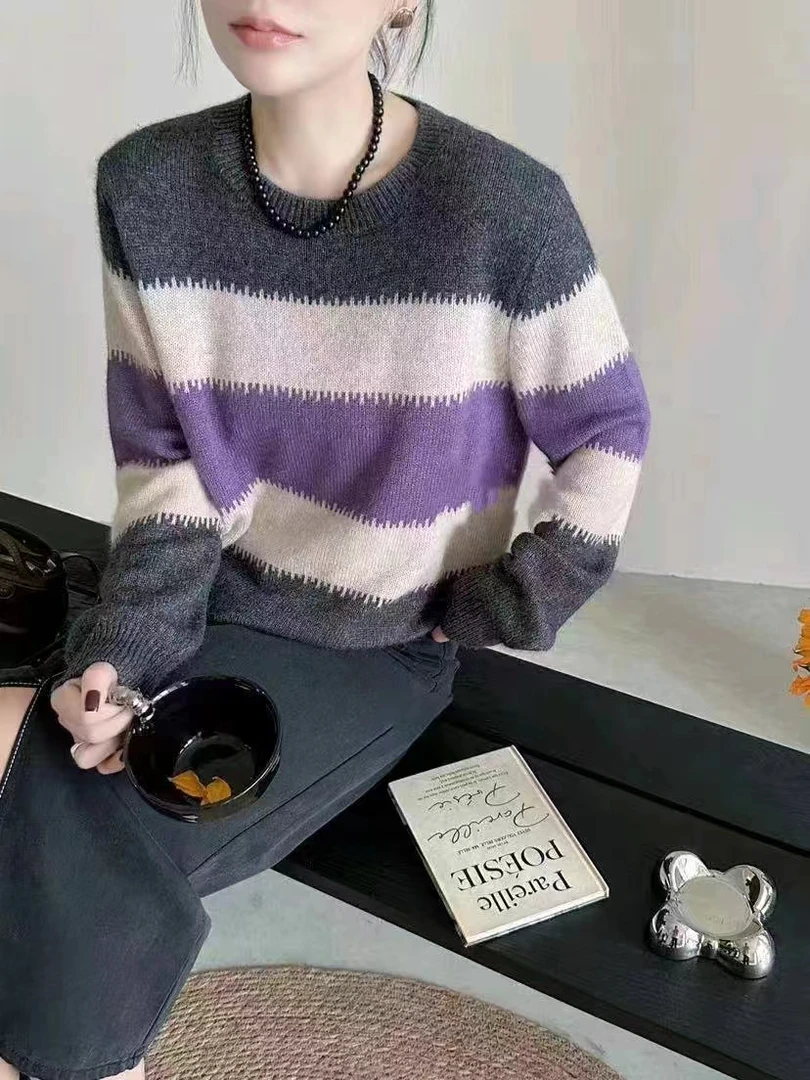 （彩虹条）时尚洋气宽松毛衣