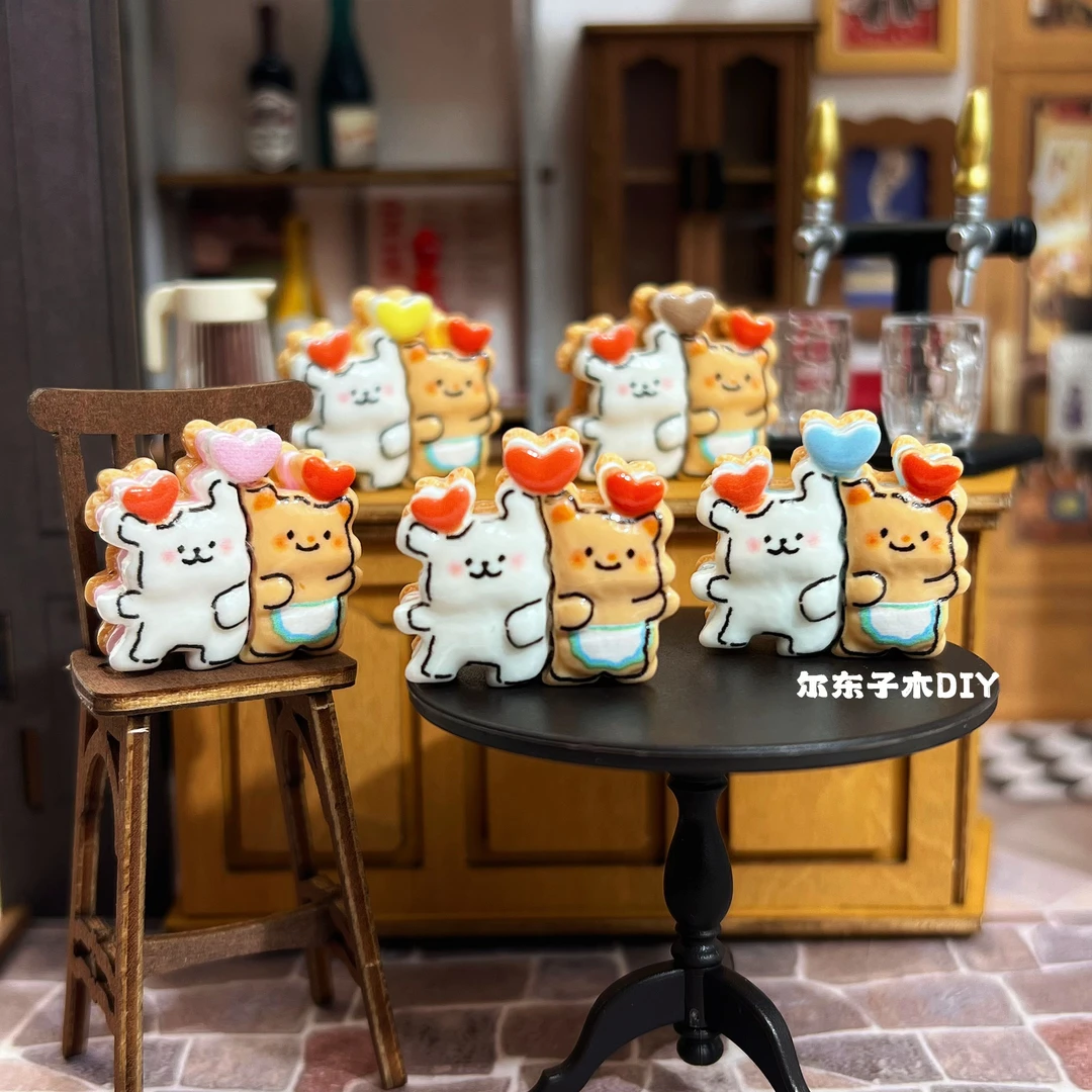 【尔东子木定制-线条小狗与黄油小熊】diy树脂小饰品/手工摆件