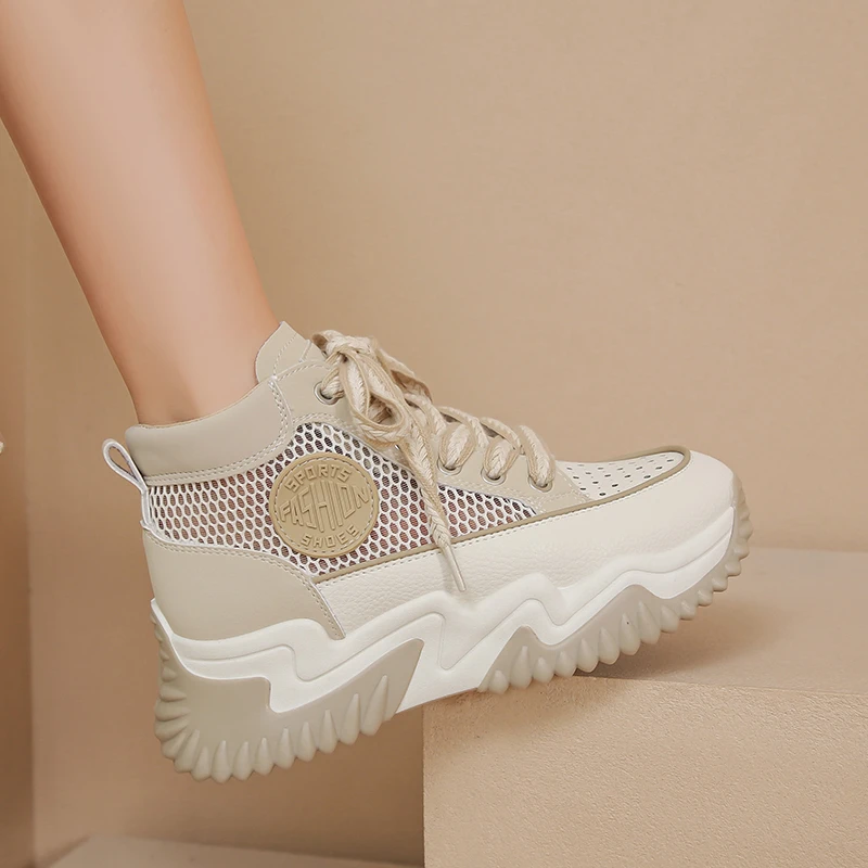 【高邦】洞洞鞋真皮6cm运动凉鞋女鞋爆款厚底增高复古镂空品牌女