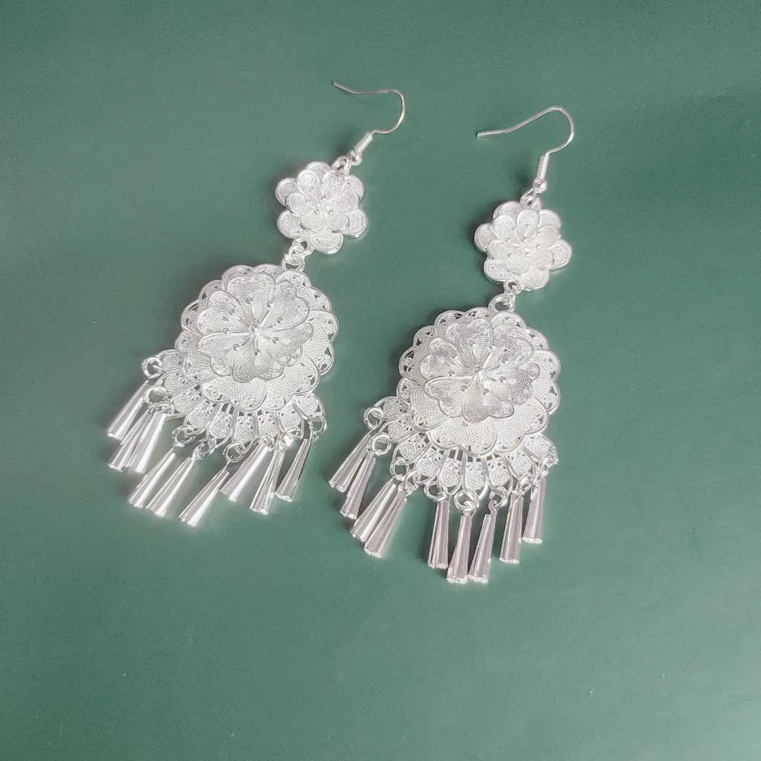 合金耳饰 民族风气质流苏耳环重工夸张耳饰少数民族超仙女耳坠