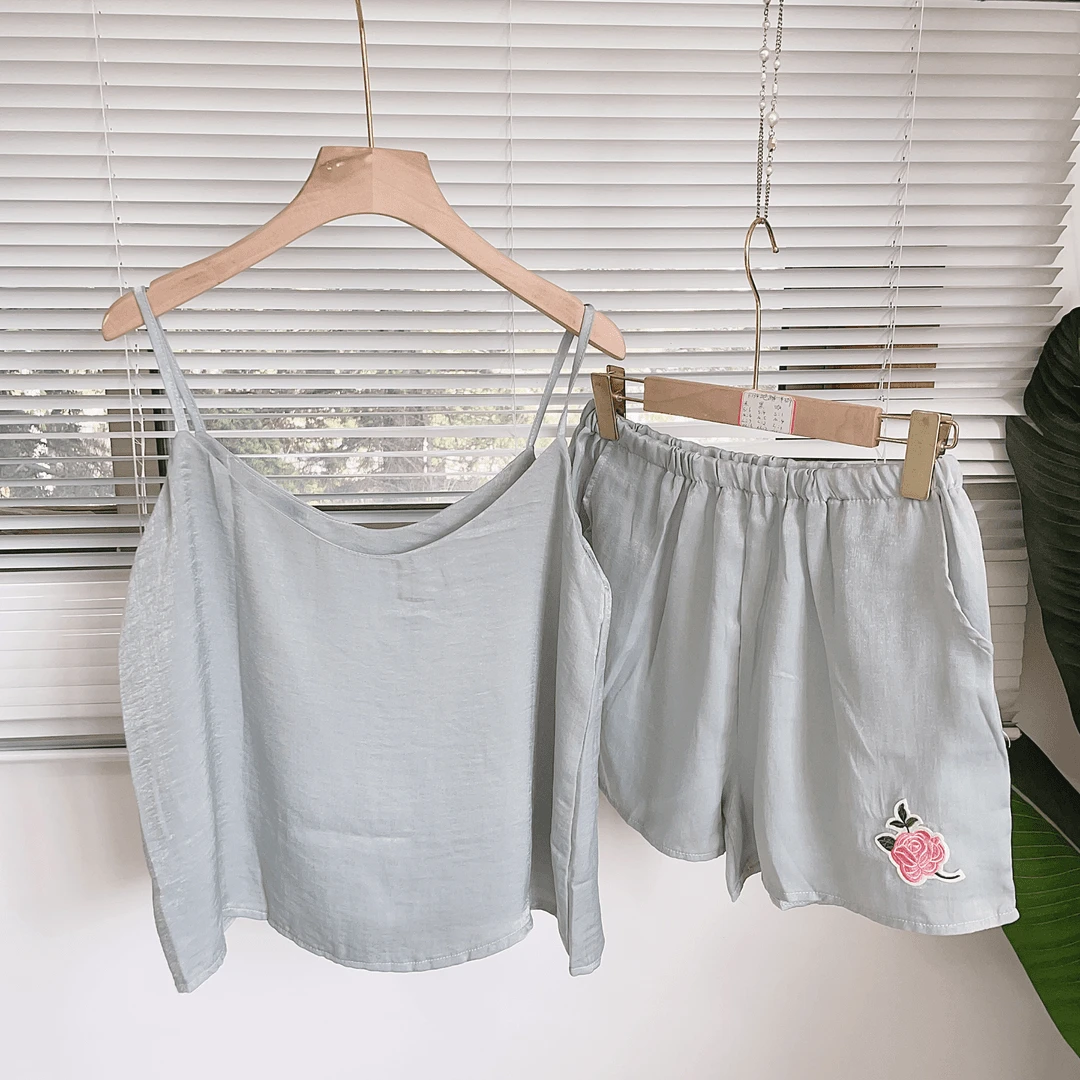 Z-13 丝滑带光泽感吊带家居背心短裤套装