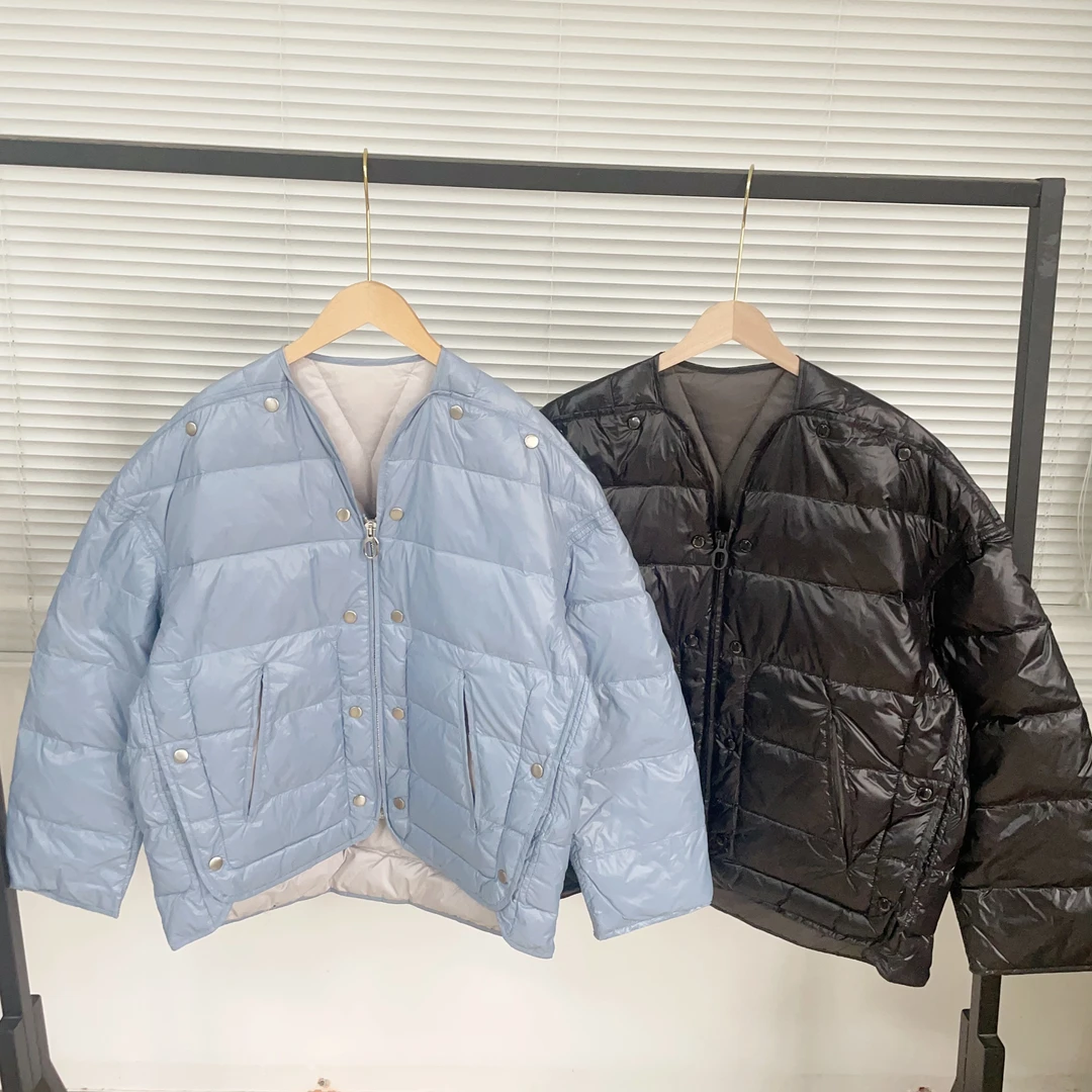 G133 无领按扣休闲轻软羽绒服