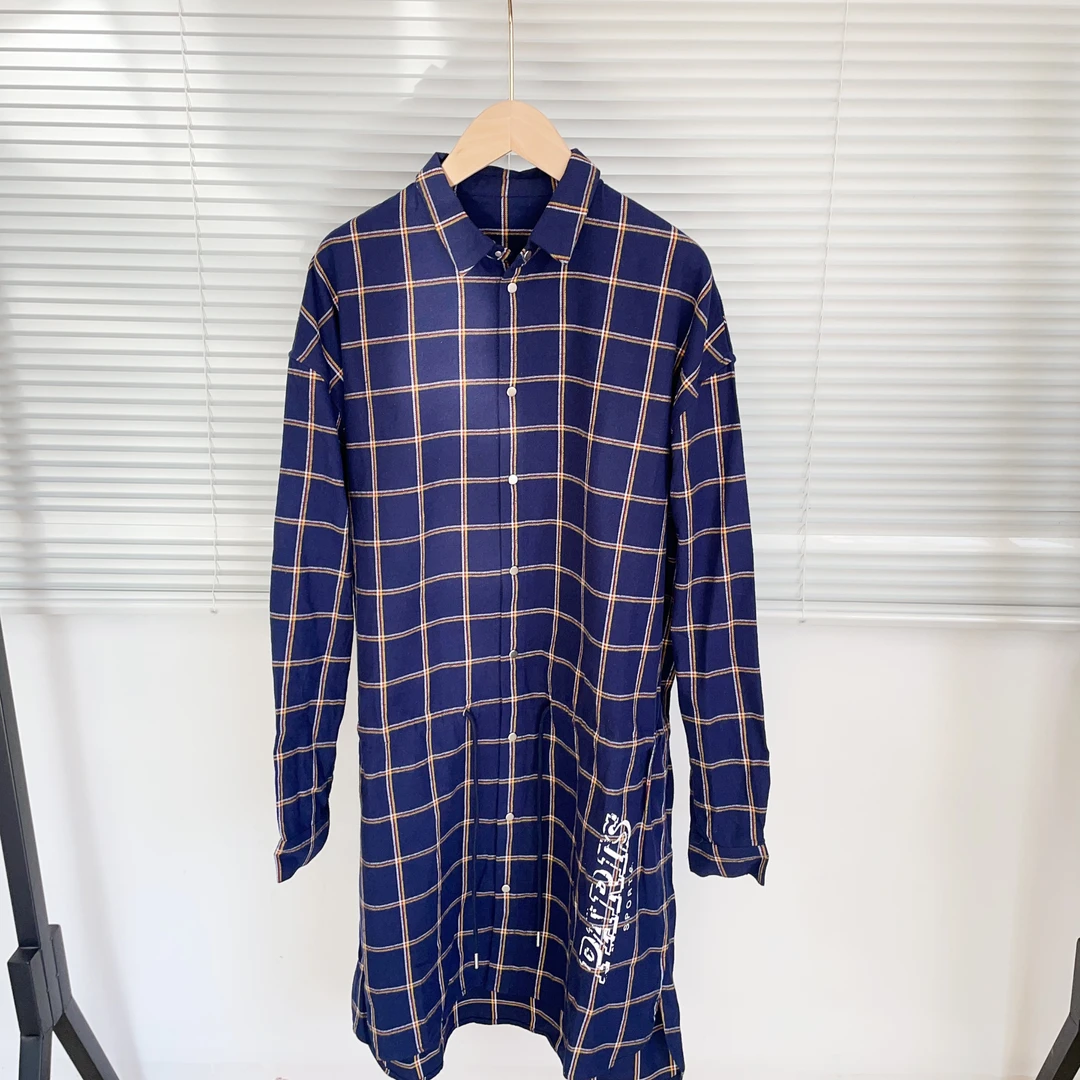 E121 蓝紫色格子字母休闲连衣裙