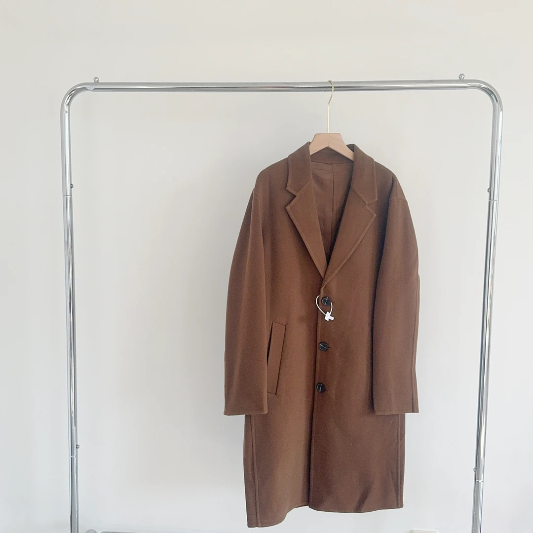 N123 翻领两色羊毛大衣毛呢外套（袖口部分无标）