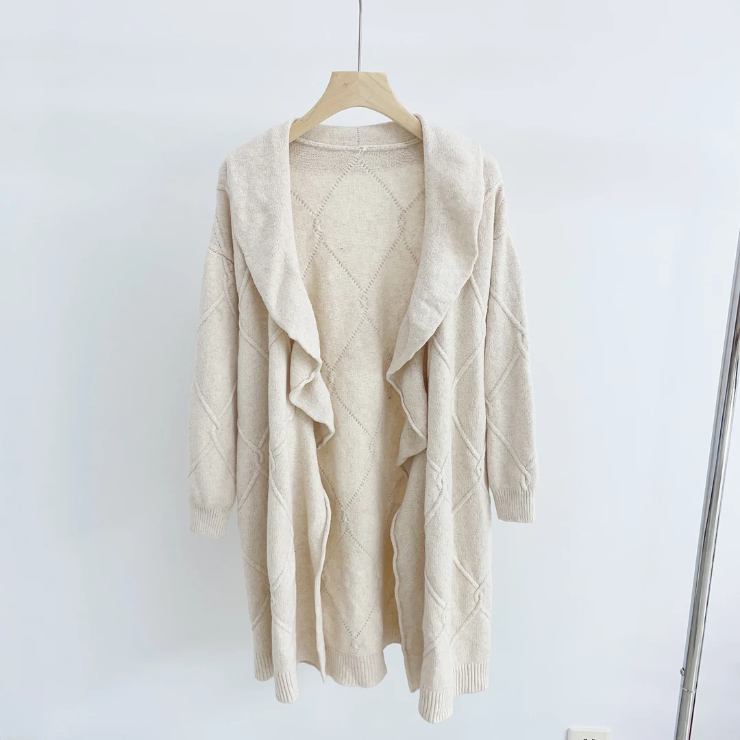 O121 波浪边休闲文艺风不规则开衫