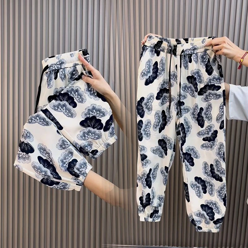 欧货裤子夏季薄款休闲裤宽松百搭灯笼裤牛奶丝夏凉裤遮肉沙滩裤潮