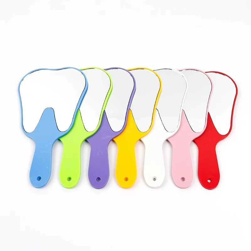 牙科新款齿型镜子齿科材料牙医口腔镜牙齿形状高清带手柄镜子